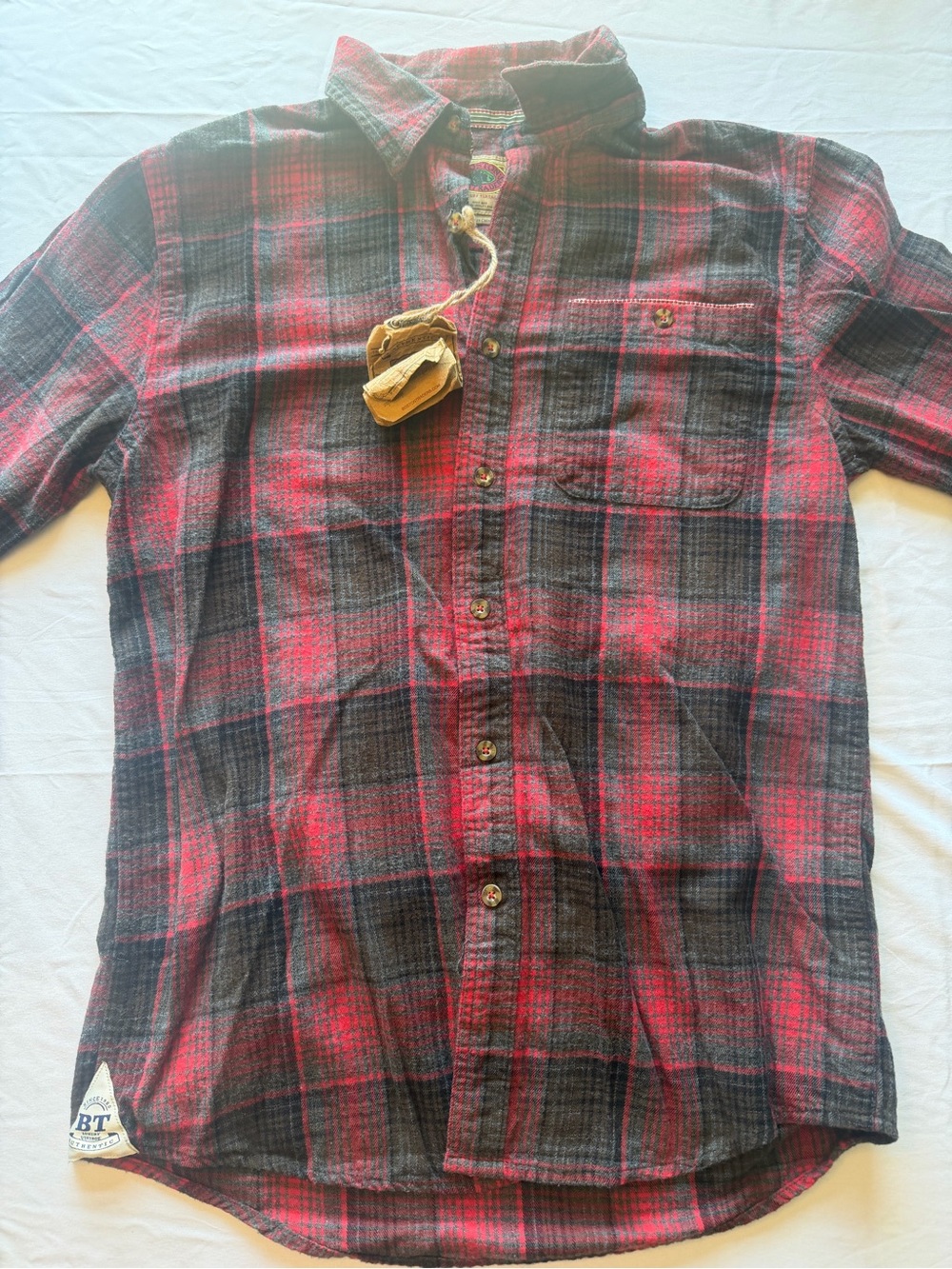 Boston Traders Red and Black Plaid Button-Down Shirt